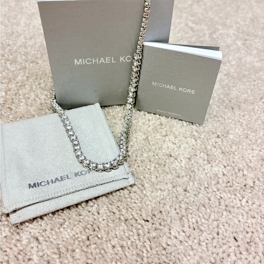 Michael Kors Shimmering Tennis Silver Chain Necklace
